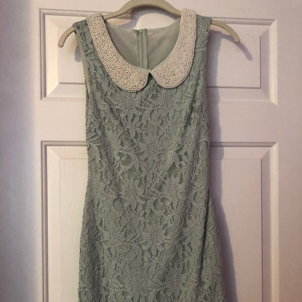 Blue lace bodycon dress